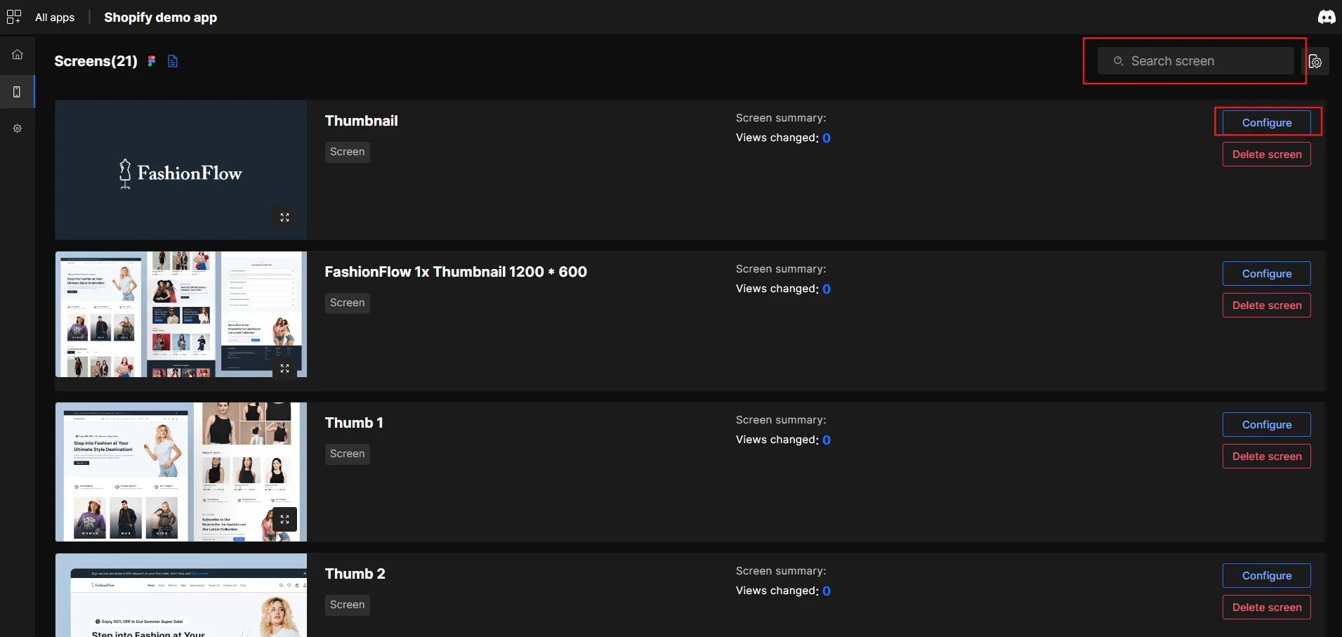 Screen List View