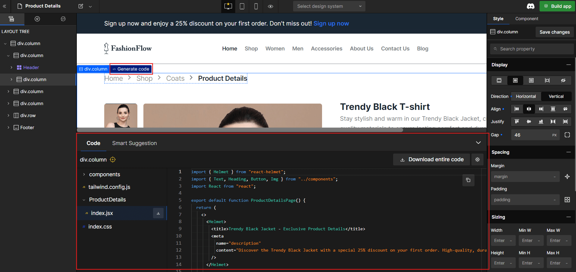 Generate Code for Components