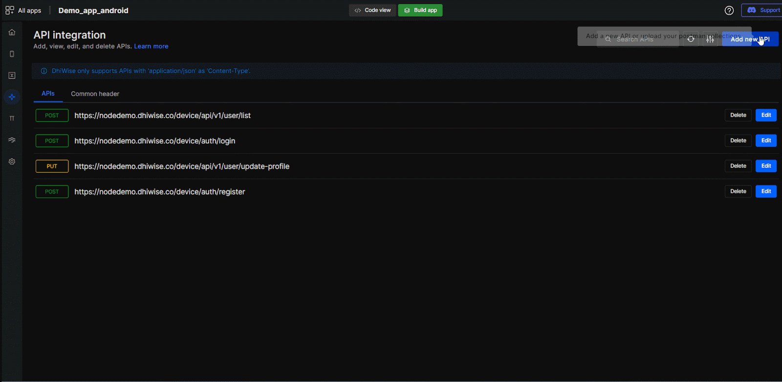 Create New API