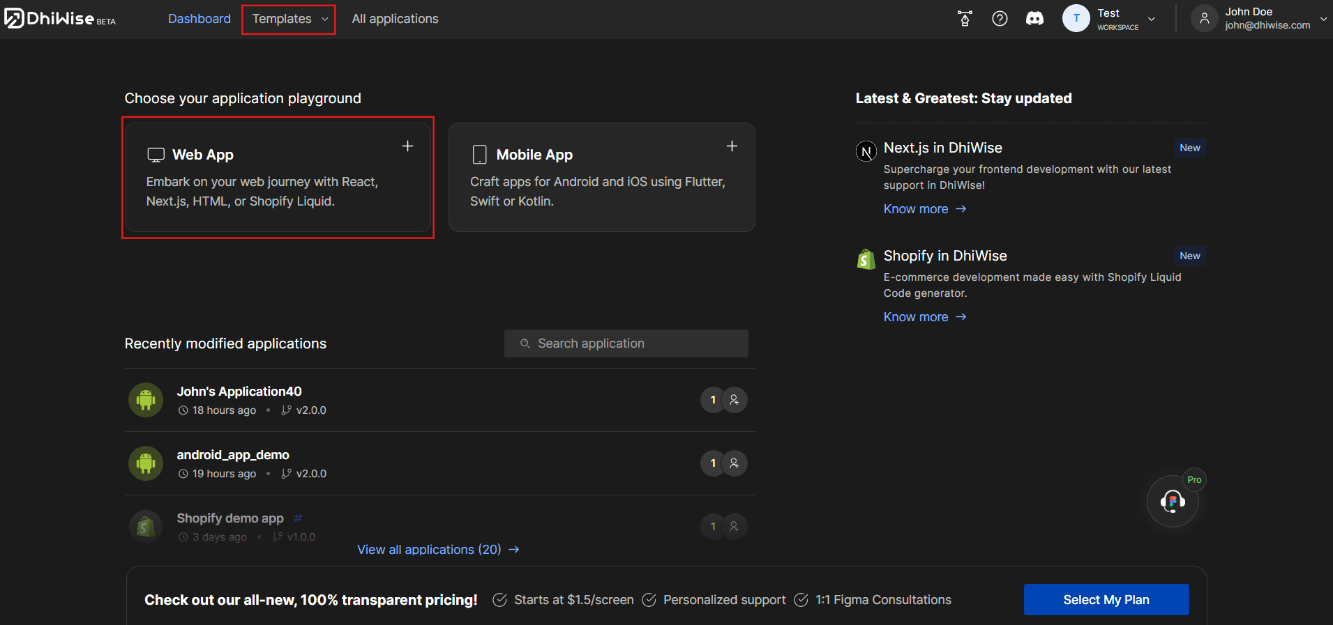 Select Web App Playground