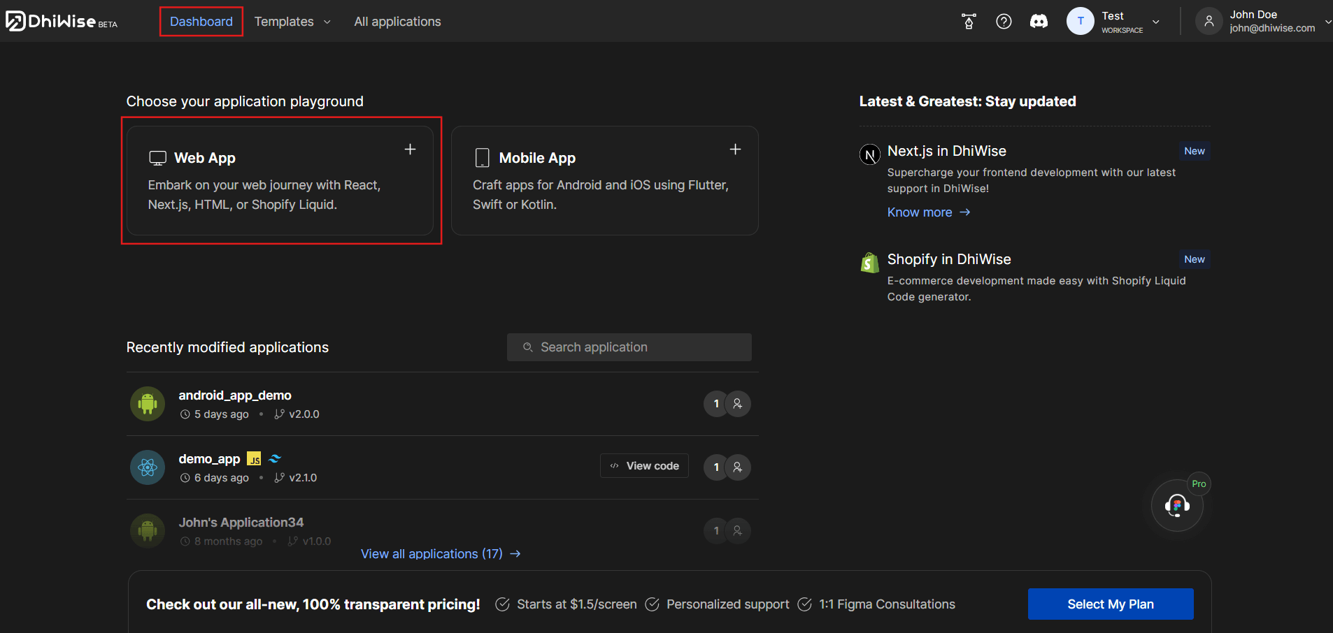Choose Application Playground