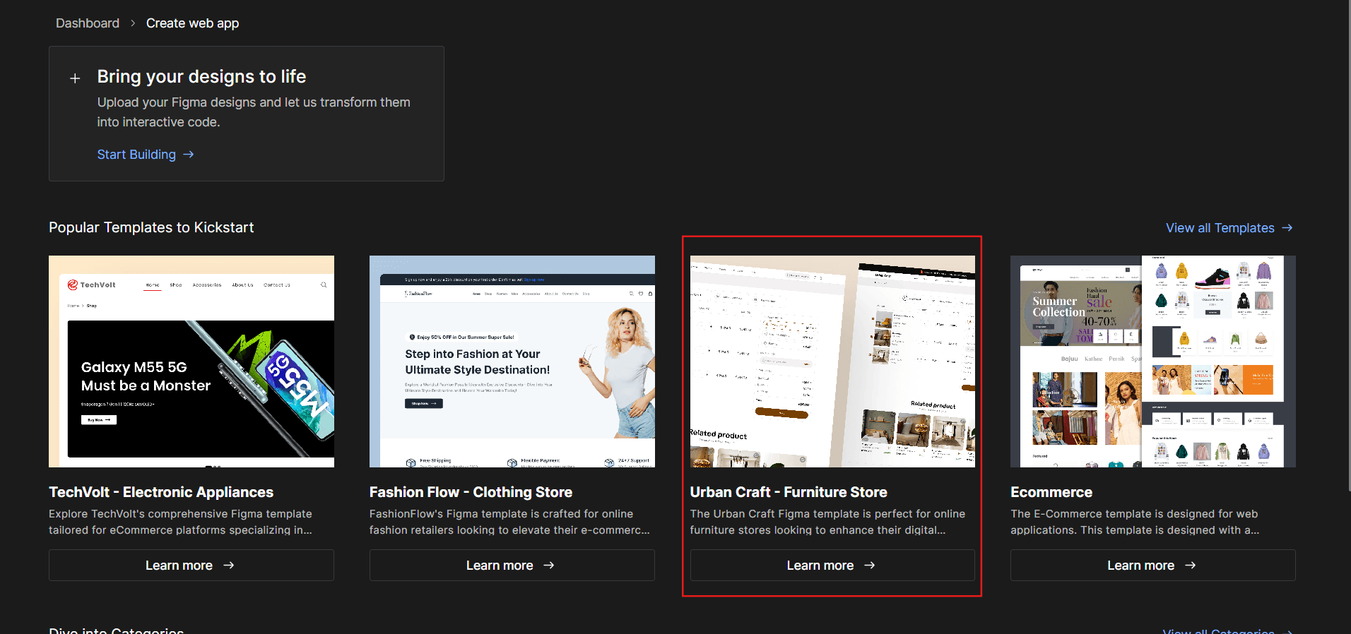 Select Urban Craft Furniture Store Website Template
