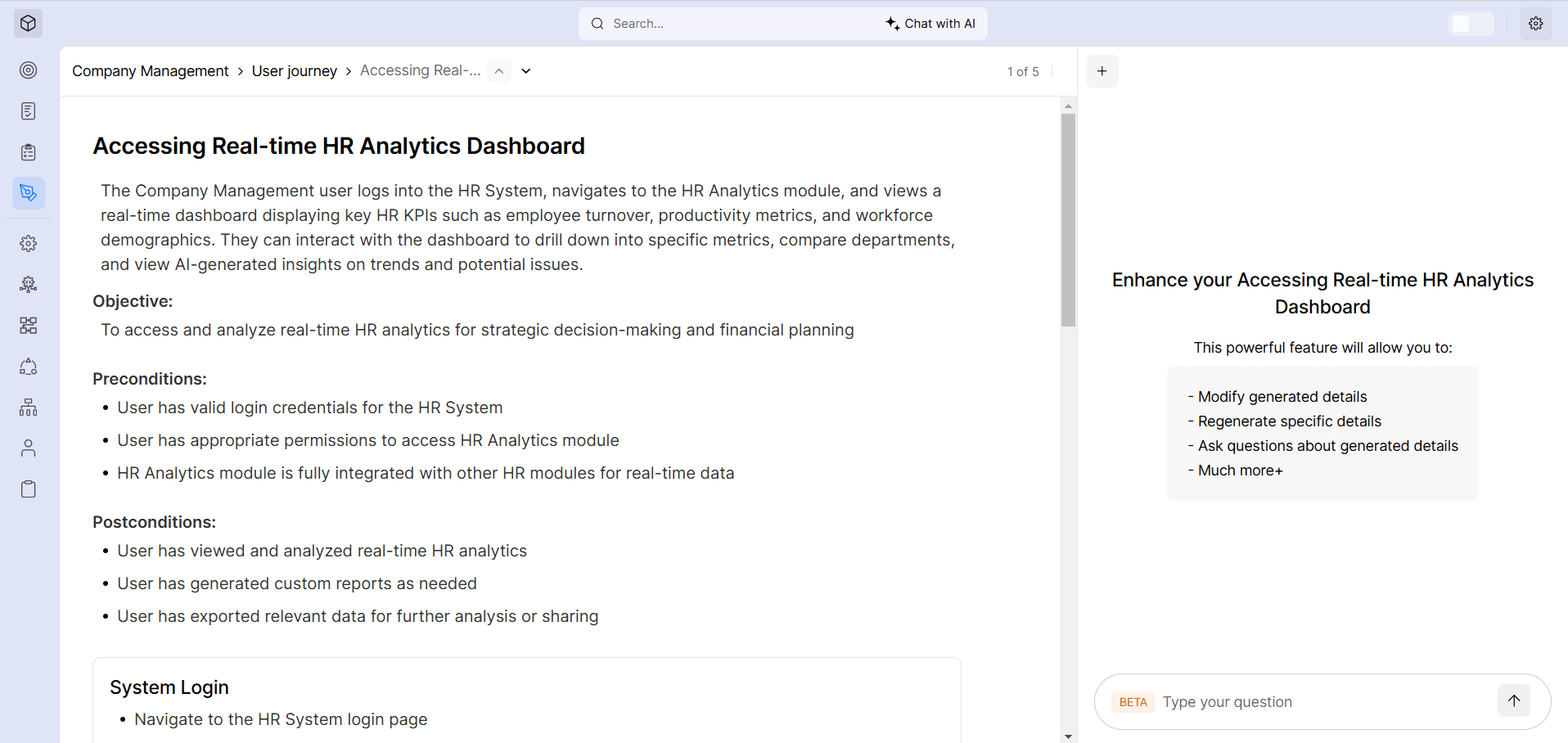 User Journey Accessing Real-Time HR Analytics Dashboard