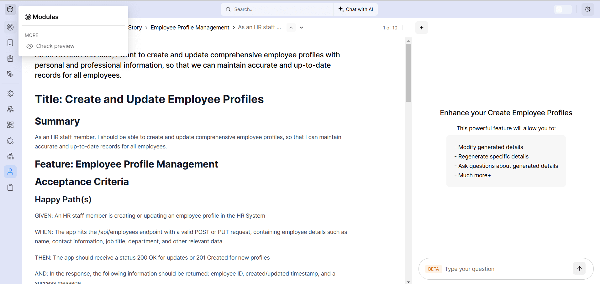 User Story: Create and Update Employee Profile