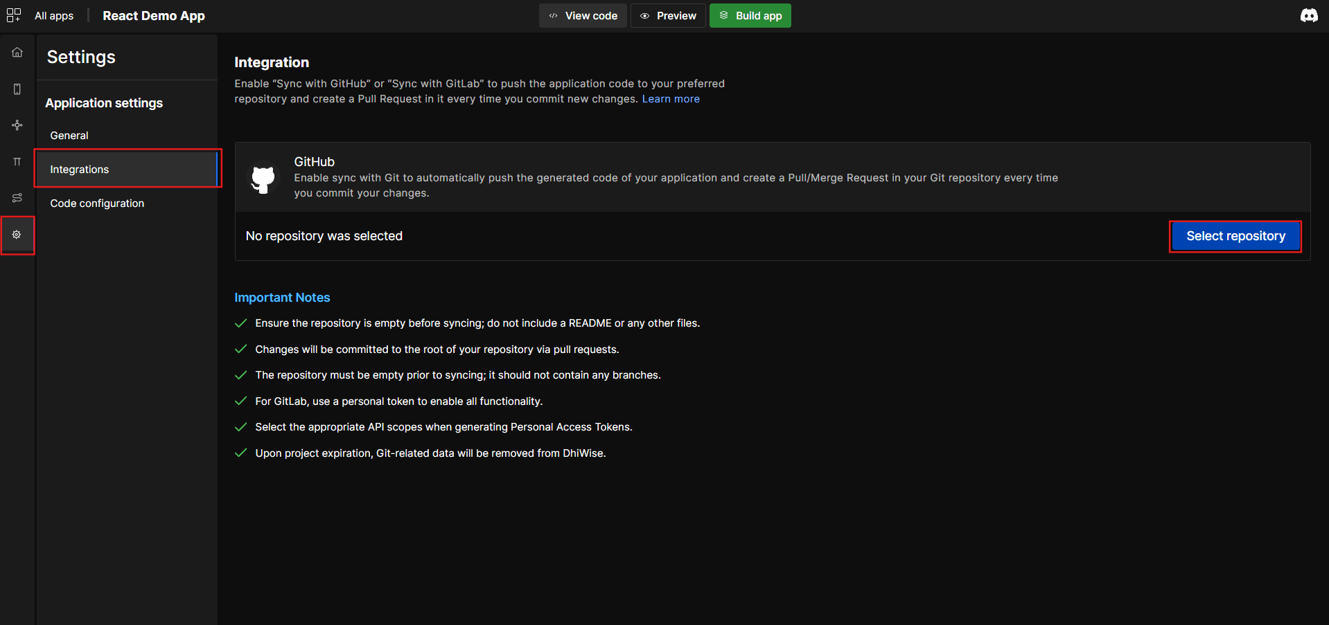 Select Repository