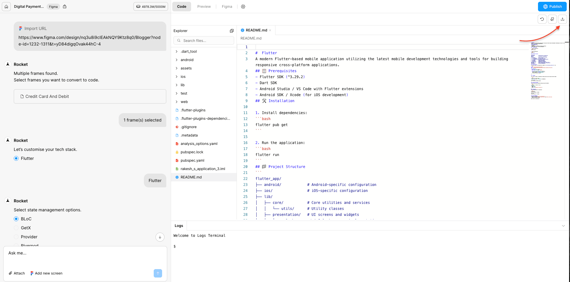 View and Download Code Interface
