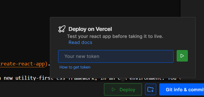 Use Generated Token to Deploy your Code on Vercel
