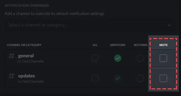 Channel Notification Settings