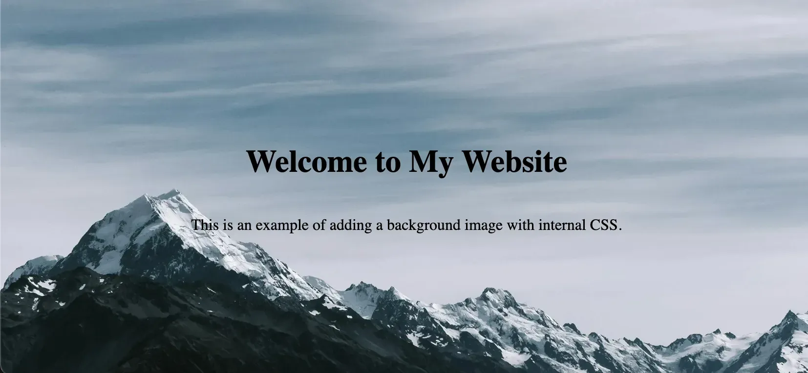 Example of Internal CSS for a Background Image