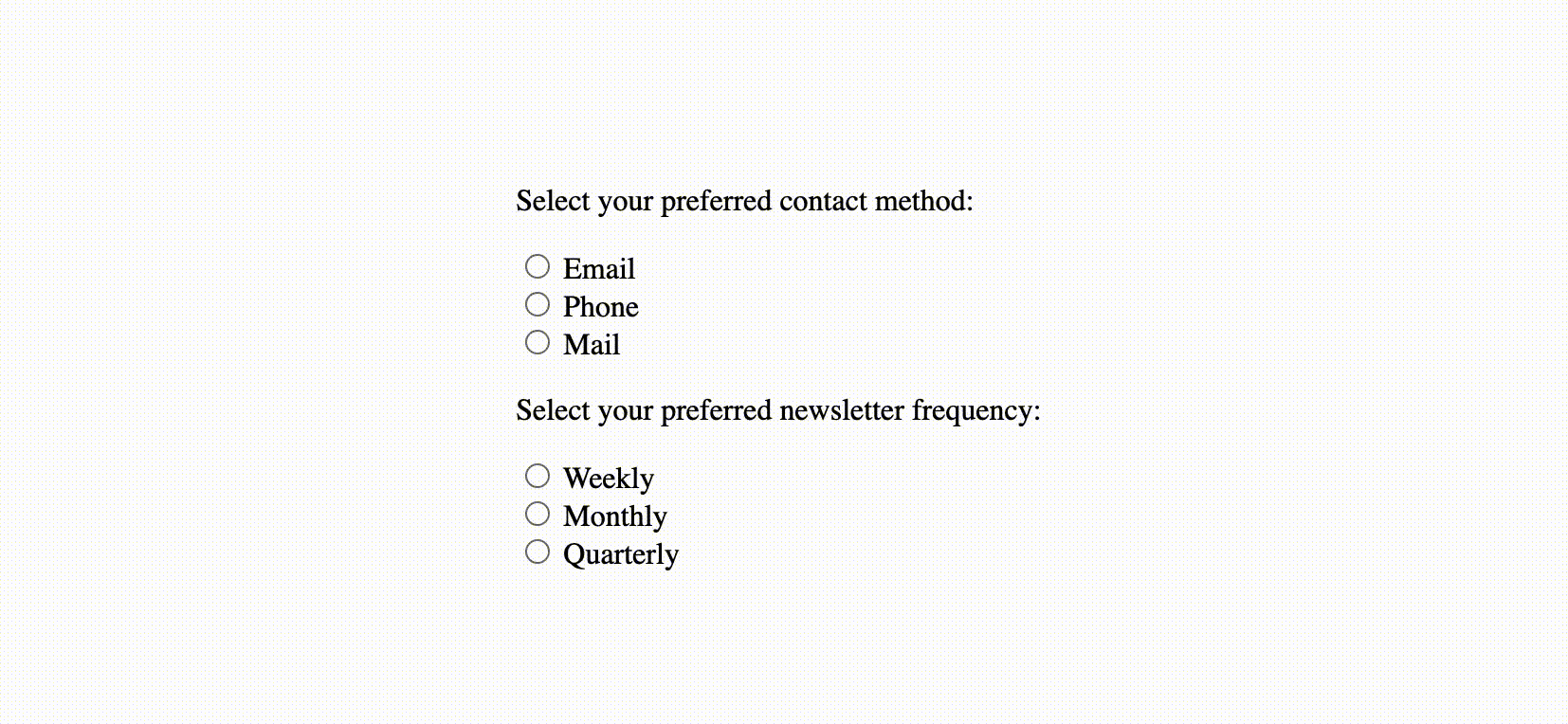 Grouping Radio Buttons