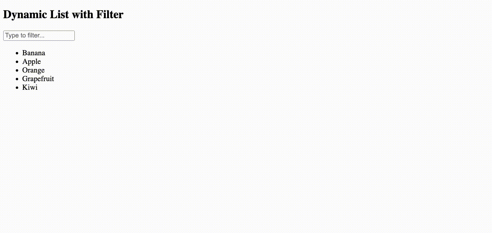 JavaScript Example for Filtering List Items Based on User Input