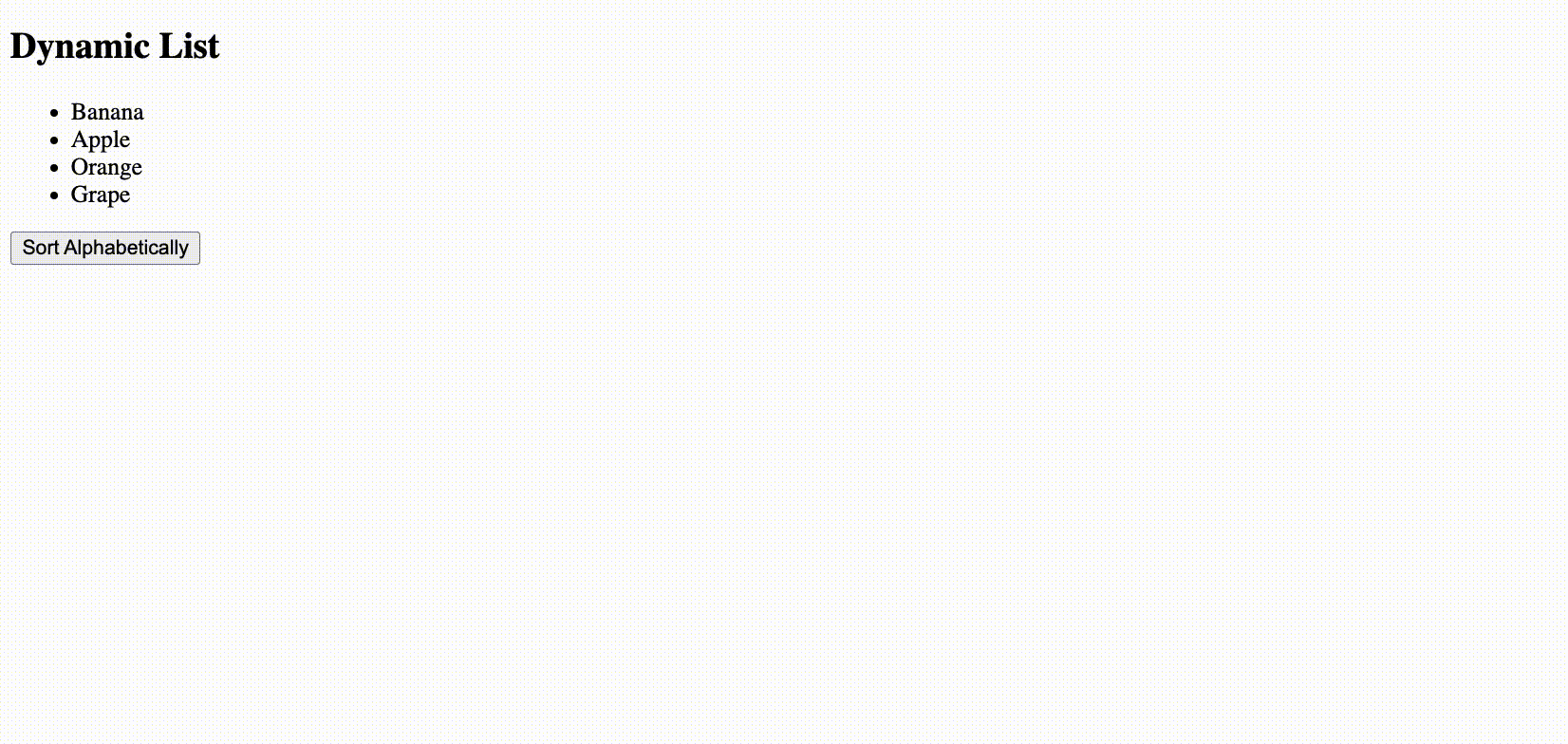 JavaScript Example for Sorting List Items Alphabetically