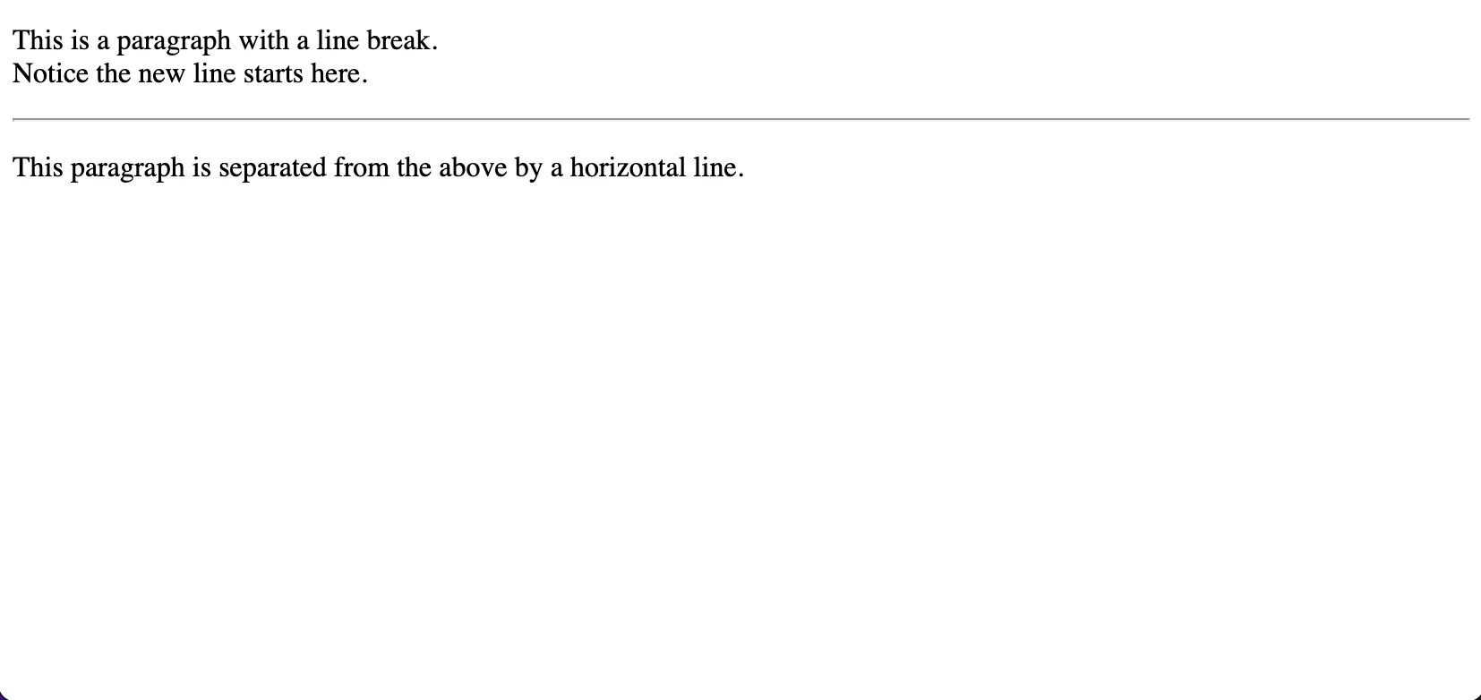 Line Breaks and Horizontal Rules
