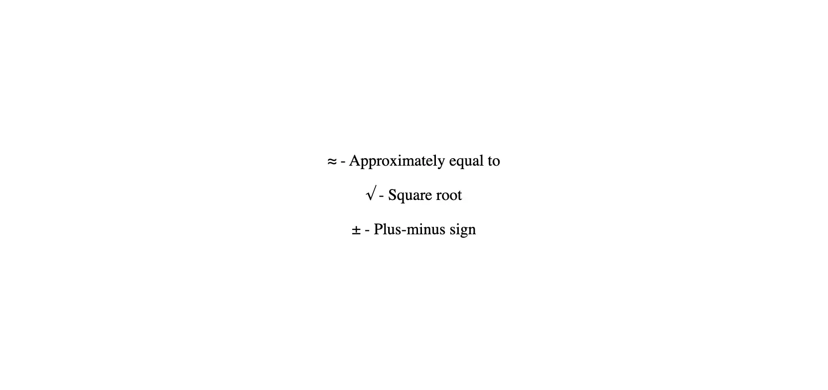 Mathematical Symbols