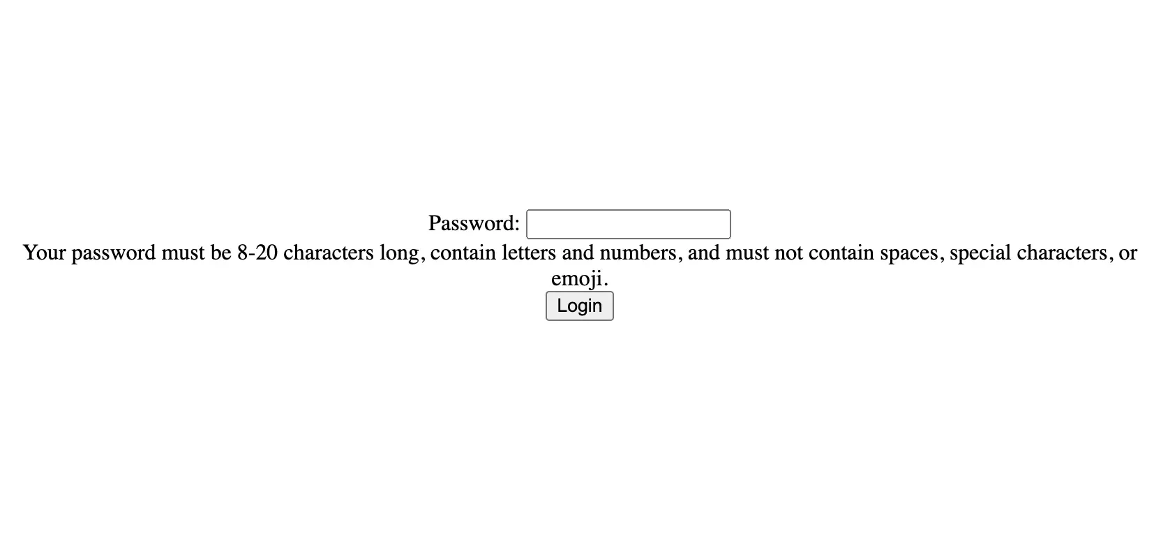 Providing Instructions for Password Format Requirements