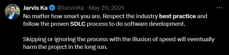 SDLC Best Practices Tweet