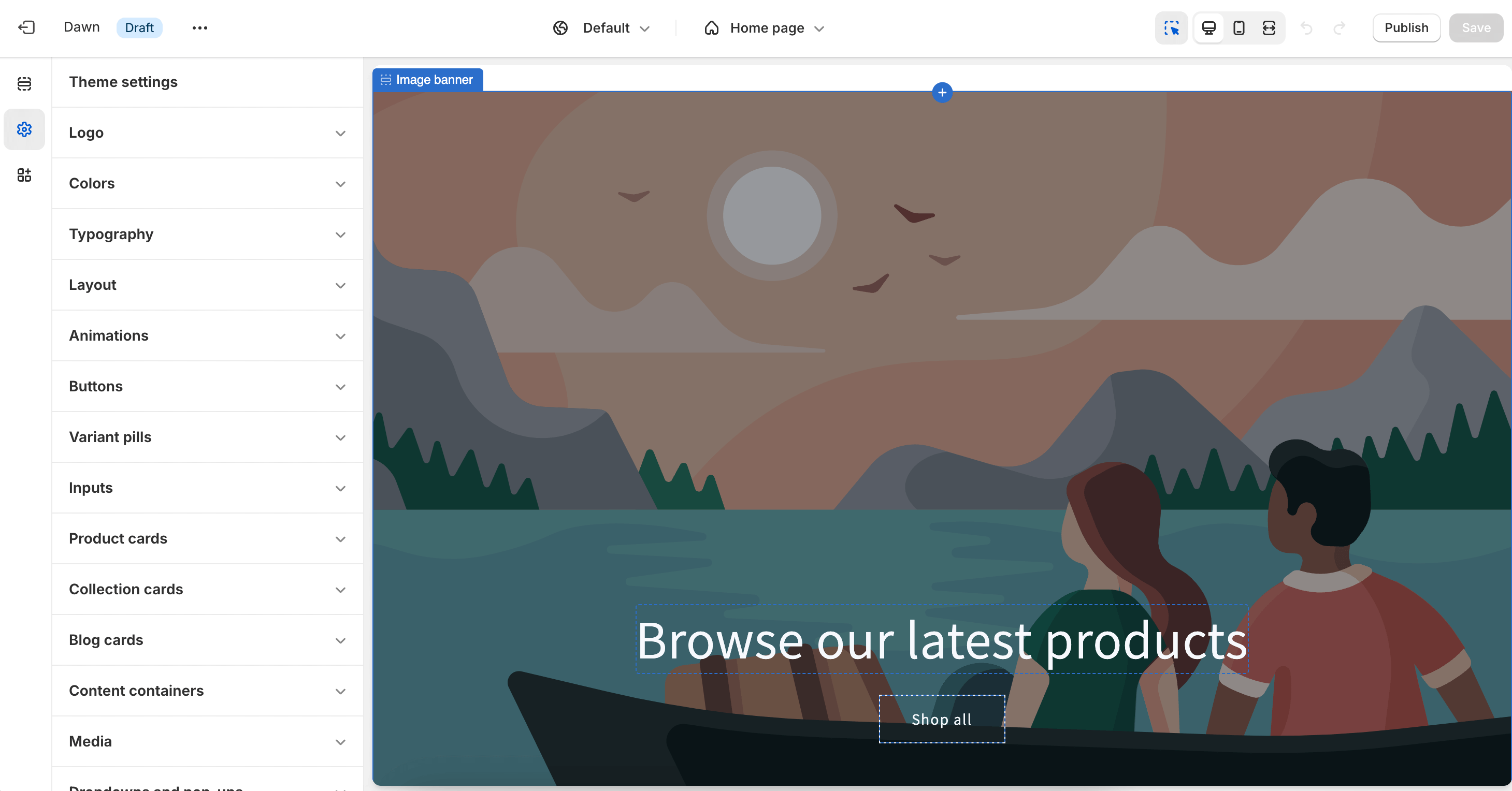 Shopify Dashboard Dawn