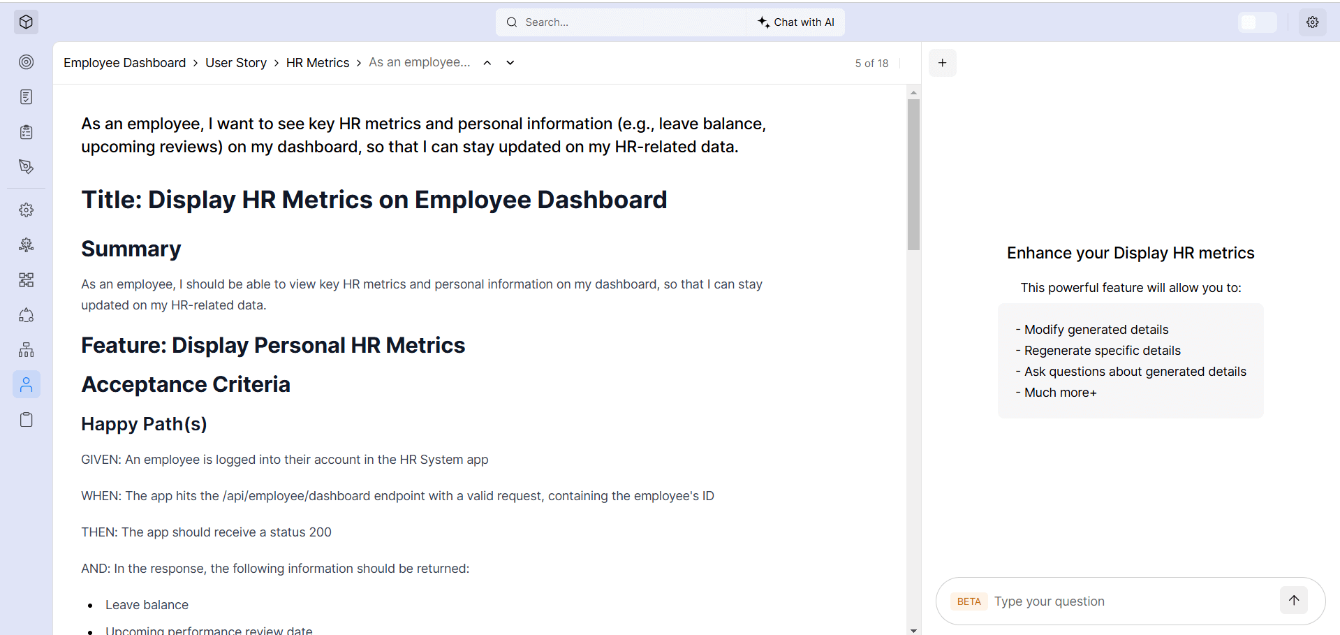 User stories-HR Metrics