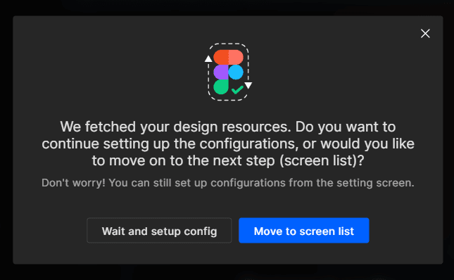  Wait and setup config or Move to the screen list
