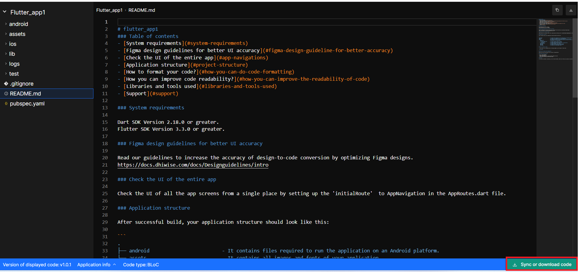 Download Flutter code