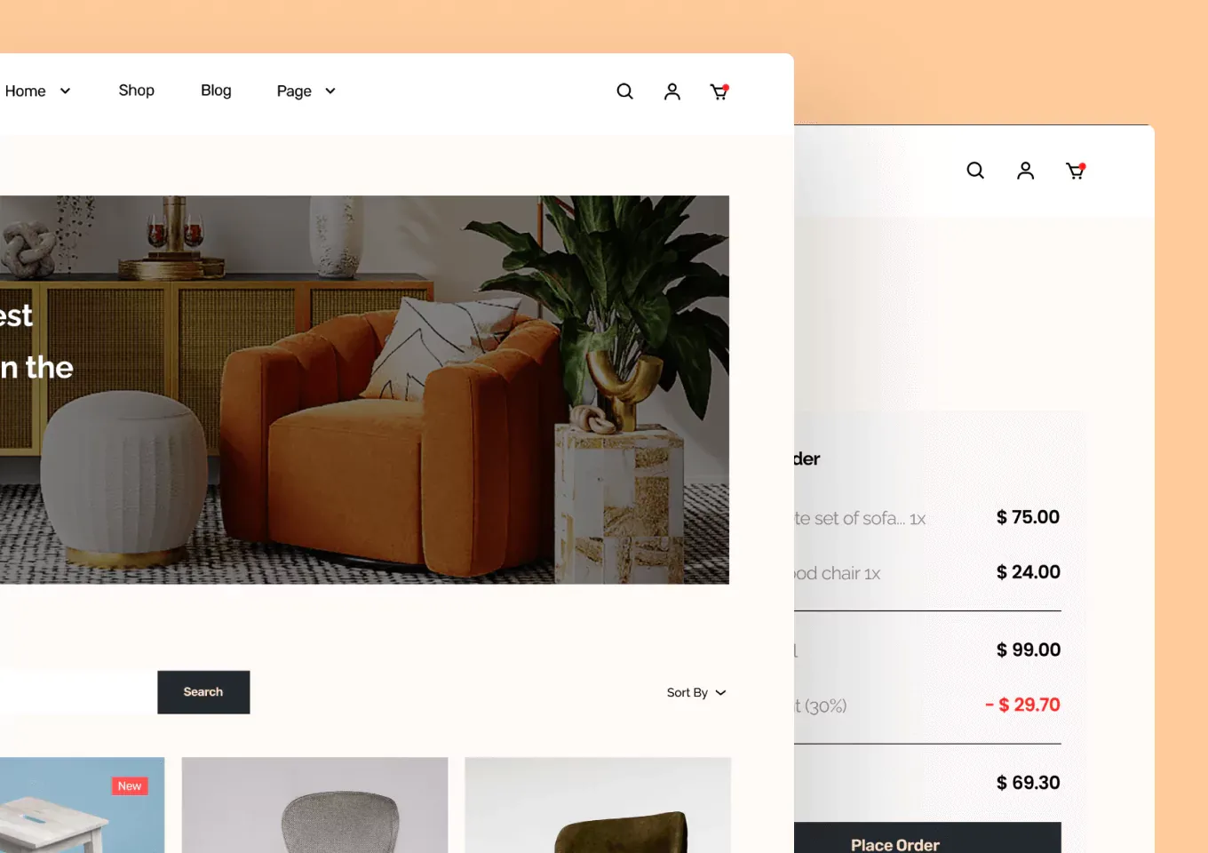 Furniture site Template for React  App