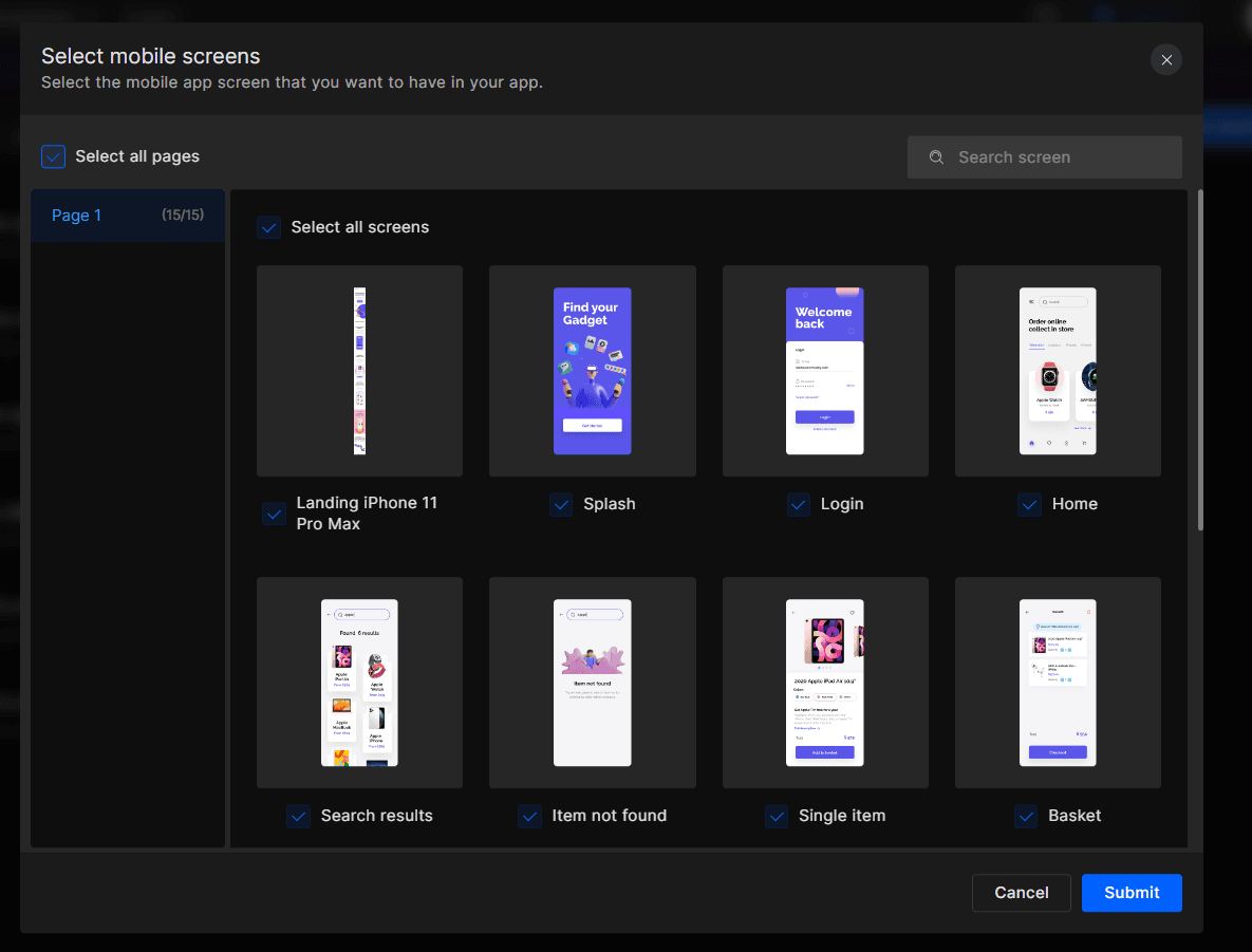 Select-screen