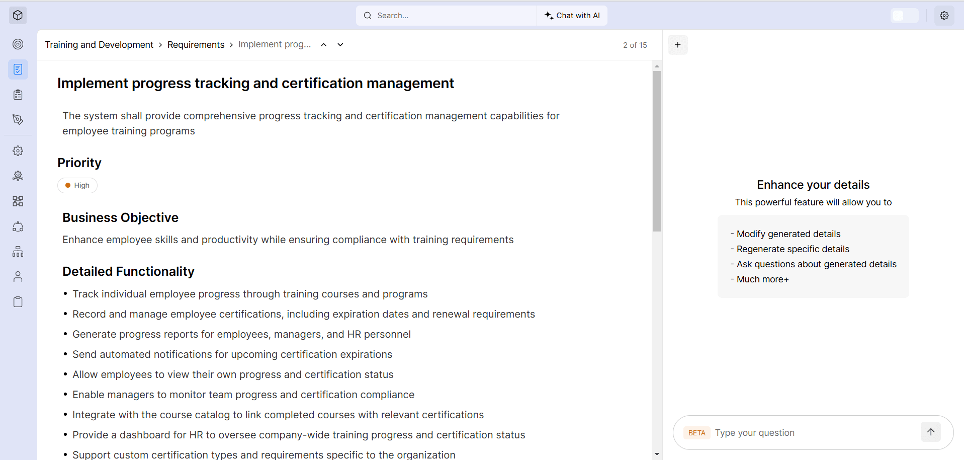 Requirement Builder: Program Tracking
