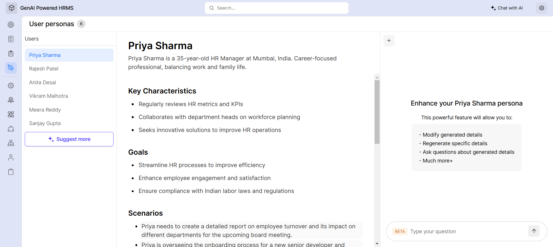 DhiWise Requirement Builder: User Persona Priya Sharma