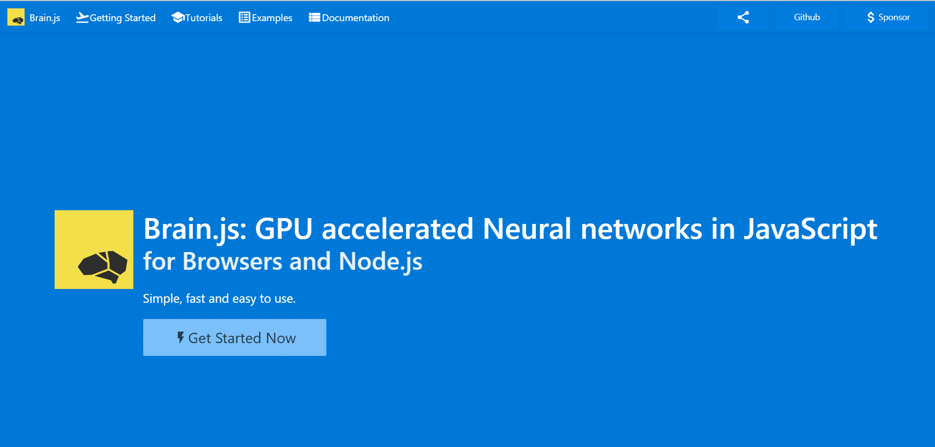 Brain.js homepage
