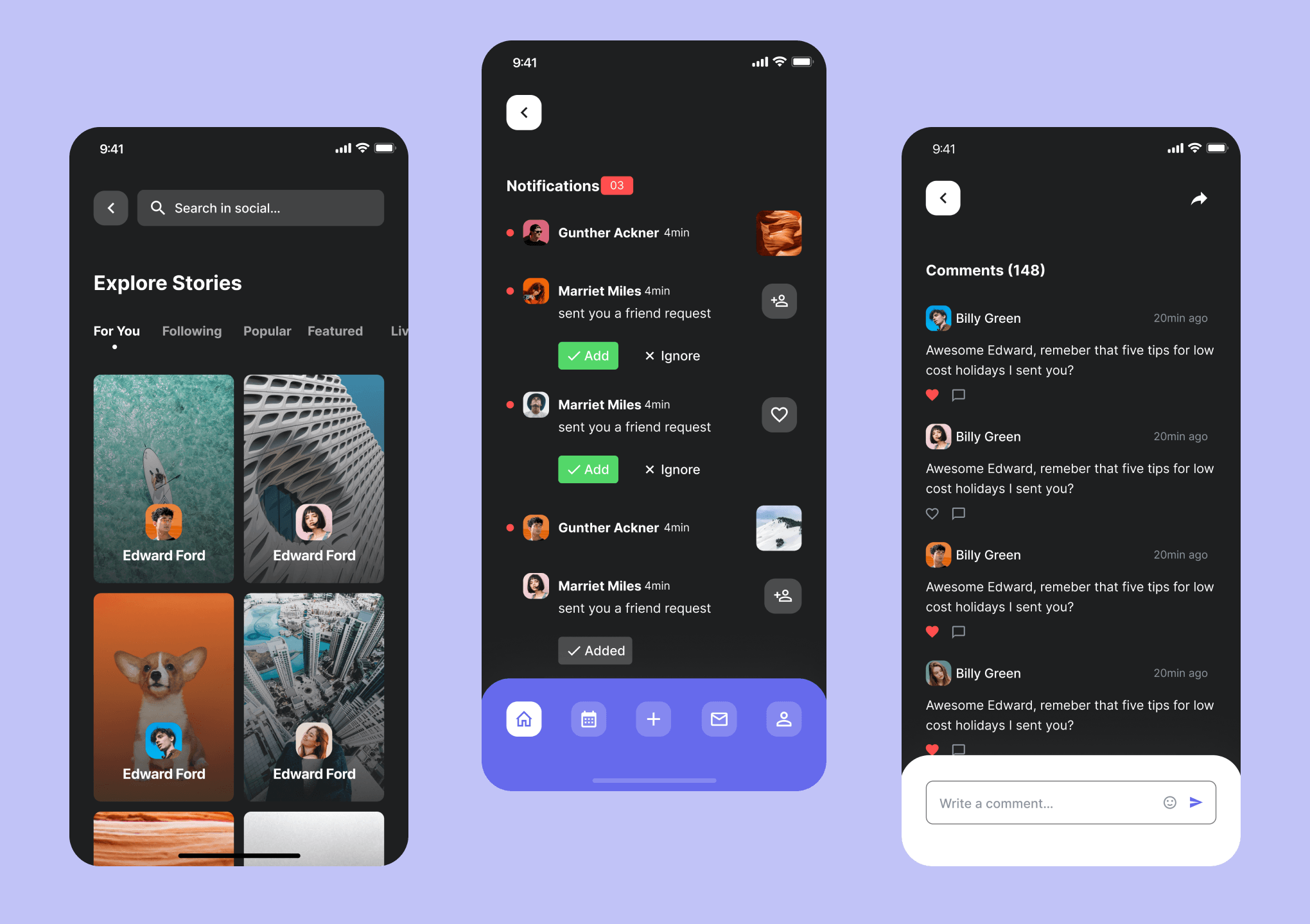 Social media app UI kit for Flutter mobile app by DhiWise